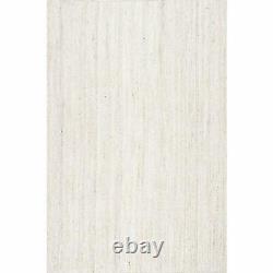White Rug Jute Carpet 100%Natural Modern Rustic Look Jute Rug Reversible Braided