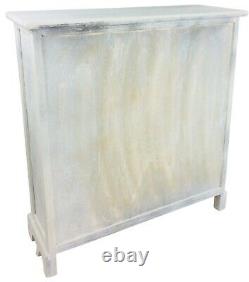 White Rustic Wooden Cabinet With 9 Drawers Vintage Retro Style Medium Size 64cm