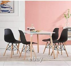 White Wooden Dining Table and 4 Chairs Wooden legs Set Kitchen Home Dinning Room