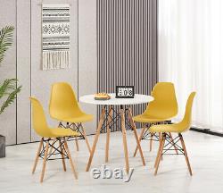 White Wooden Dining Table and 4 Chairs Wooden legs Set Kitchen Home Dinning Room