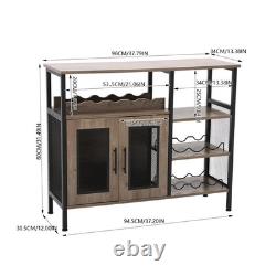 Wine Rack Bar Cabinet Drink Bottle Storage Shelves Glass Holder Standing Wood