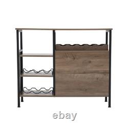Wine Rack Bar Cabinet Drink Bottle Storage Shelves Glass Holder Standing Wood
