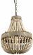 Wood Bead Chandelier Pendant Ceiling Lamp Gray White Finishing Vintage Rustic