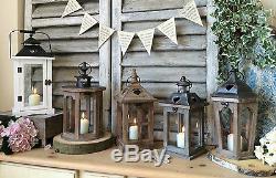 Wood & Metal Lantern Vintage Candle Tea Light Holder Wedding Venue Decoration