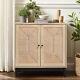 Wood Sideboard Buffet Storage Cabinet With Paper Rattan Doors Kitchen Furniture