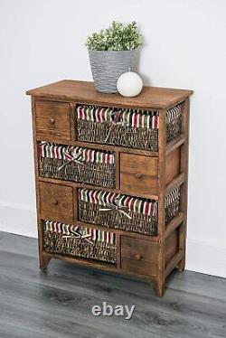 Wooden Bedisde Cabinet Unit Table Wicker Basket Drawer Storage Bathroom Kitchen