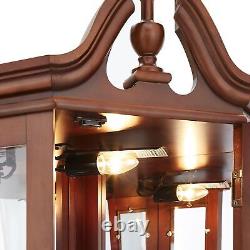 Wooden Curio Lighted Corner Cabinet withDoors & Adjustable Tempered Glass Shelves