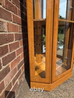 Wooden Display Corner Cabinet With Glass Doors 3 Door 4 Shelves VGC