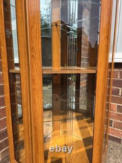 Wooden Display Corner Cabinet With Glass Doors 3 Door 4 Shelves VGC