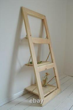 Wooden Hand Made Ladder Wall Shelf Door Shelf Shabby Chic Leaning Wall Shelf