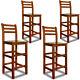 Wooden High Chairs 4 Breakfast Kitchen Tall Chair Retro Vintage Bar Stools Wood