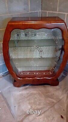 Wooden Storage Glass Display Cabinet Cupboard Glass Shelf Vintage Antique Unit