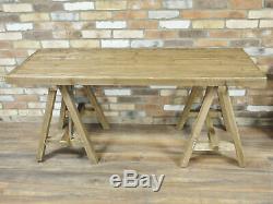 Wooden Table Rustic Industrial Furniture Dining Rectangle Kitchen Farmhouse New