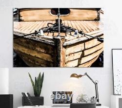 Wooden boat vintage canvas or poster print ship beach coastal wall art decor