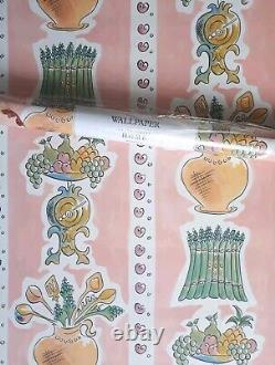 X2 90s Vintage LAURA ASHLEY Wallpaper Retro cottagecore Kitchenalia Country Pink