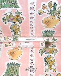 X2 90s Vintage LAURA ASHLEY Wallpaper Retro cottagecore Kitchenalia Country Pink