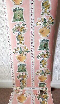 X2 90s Vintage LAURA ASHLEY Wallpaper Retro cottagecore Kitchenalia Country Pink