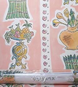 X2 90s Vintage LAURA ASHLEY Wallpaper Retro cottagecore Kitchenalia Country Pink