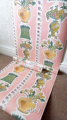 X2 90s Vintage LAURA ASHLEY Wallpaper Retro cottagecore Kitchenalia Country Pink