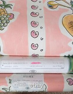 X2 90s Vintage LAURA ASHLEY Wallpaper Retro cottagecore Kitchenalia Country Pink