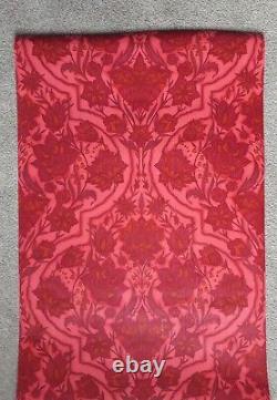 X3 1960s Vintage CROWN Wallpaper Rolls Damask 70s Retro Mcm Kitsch Retro Red