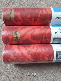 X3 1960s Vintage CROWN Wallpaper Rolls Damask 70s Retro Mcm Kitsch Retro Red