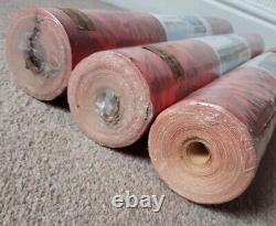 X3 1960s Vintage CROWN Wallpaper Rolls Damask 70s Retro Mcm Kitsch Retro Red