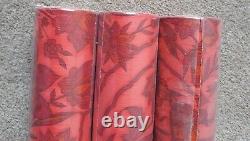 X3 1960s Vintage CROWN Wallpaper Rolls Damask 70s Retro Mcm Kitsch Retro Red