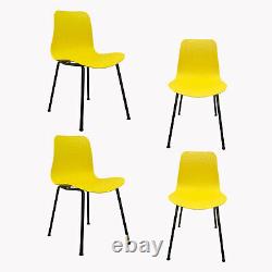 Yellow Plastic Dining Chairs X 4 Retro Kitchen Office Chair Lounge Metal Legs