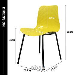 Yellow Plastic Dining Chairs X 4 Retro Kitchen Office Chair Lounge Metal Legs