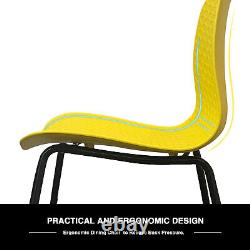 Yellow Plastic Dining Chairs X 4 Retro Kitchen Office Chair Lounge Metal Legs