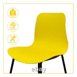 Yellow Plastic Dining Chairs X 4 Retro Kitchen Office Chair Lounge Metal Legs