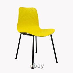 Yellow Plastic Dining Chairs X 4 Retro Kitchen Office Chair Lounge Metal Legs