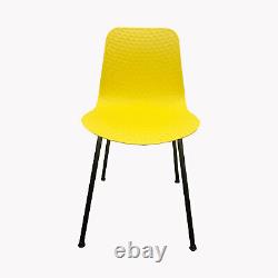 Yellow Plastic Dining Chairs X 4 Retro Kitchen Office Chair Lounge Metal Legs