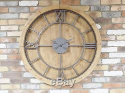 100cm Extra Large Horloge Ronde Rustique Chiffres Romains Surdimensionnés Vintage Style Time