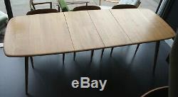 1970 Vintage Elm Et Beechwood Ercol Grande Planche Table À Manger Extensible