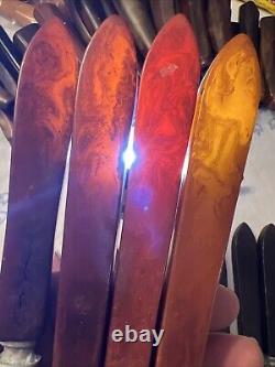 21 Ustensiles de Cuisine Vintage en Bakélite avec Poignée - Grand Mélange de Couleurs Rouge, Jaune, Orange