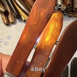 21 Ustensiles de Cuisine Vintage en Bakélite avec Poignée - Grand Mélange de Couleurs Rouge, Jaune, Orange