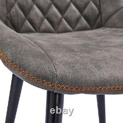 2/4 Retro Dining Chairs Faux Suede Fabric Diamond Back Slope Chair Living Room