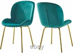 2 Peacock Green Lounge Dining Bar Chairs Set Velvet Mid-century Retro Vintage
