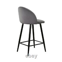 2 Tabourets De Bar En Velours Gris Tabouret De Petit-déjeuner Tabouret De Cuisine Chaises 65/75 CM Siège Haut