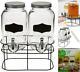 2 X 4l Verre Double Drink Distributeur Jar Cocktail Taps Punch Jus Avec Support