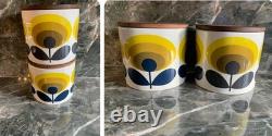 2 x Orla Kiely Jaune tige 70's fleur Pots de rangement en céramique VOIR MES AUTRES