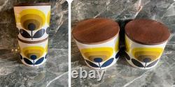 2 x Orla Kiely Jaune tige 70's fleur Pots de rangement en céramique VOIR MES AUTRES