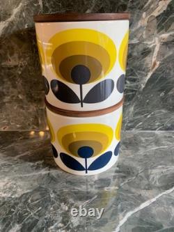 2 x Orla Kiely Jaune tige 70's fleur Pots de rangement en céramique VOIR MES AUTRES