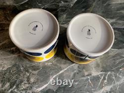 2 x Orla Kiely Jaune tige 70's fleur Pots de rangement en céramique VOIR MES AUTRES