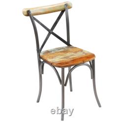 2x Chaises en croix en bois de mangue massif Siège de cuisine en bois de salle à manger noir/blanc vidaXL