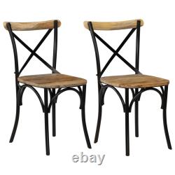 2x Chaises en croix en bois de mangue massif Siège de cuisine en bois de salle à manger noir/blanc vidaXL
