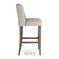2x Tabouret de Bar de Cuisine avec Dossier Boutonné en Lin Rembourré