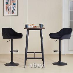 2x Tabourets de Bar Confortables à Dossier Pivotant avec Hauteur Réglable en Gaz pour Cuisine Chaises en Cuir